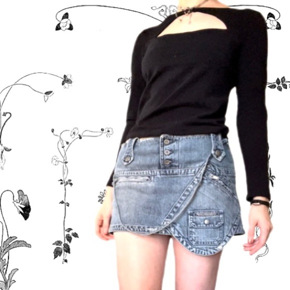 Vintage Diesel denim moto madness mini skirt